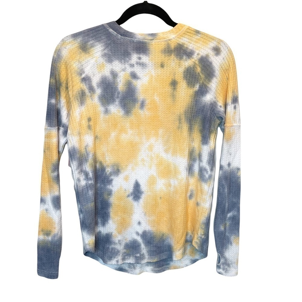 Sweet Romeo Storm Tie Dye Thermal Thumbhole Shirt White Yellow Blue XS New - Picture 8 of 8